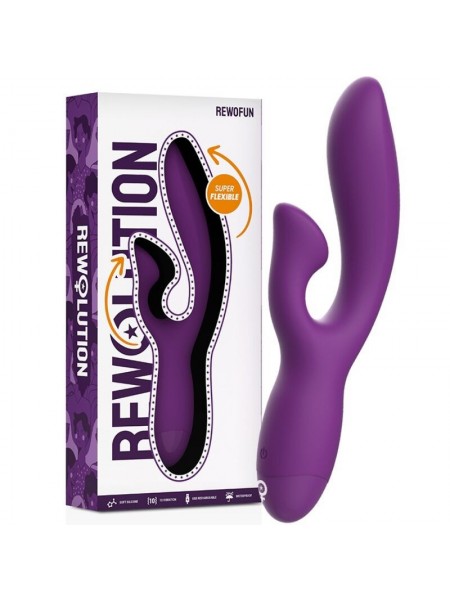 Подвійний вібратор фіолетовий Rewolution Rewofun Flexible Rabbit Vibrator