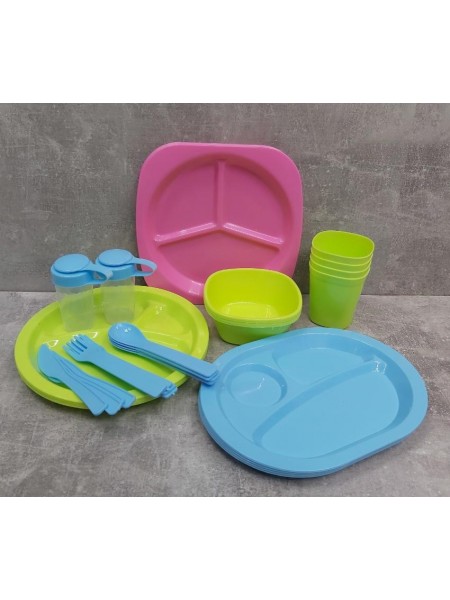 Набір пластикового посуду для пікніка 36 предметів Stenson 86497