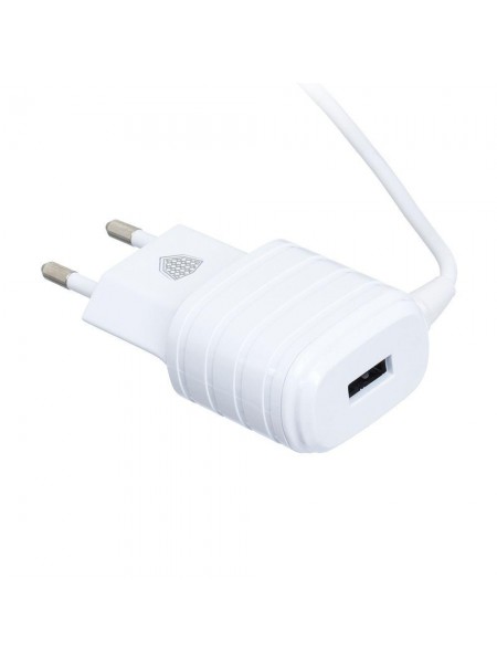 Мережеве заряджання Inkax CD-09 2.1 A 1 USB + кабель Type C Білий