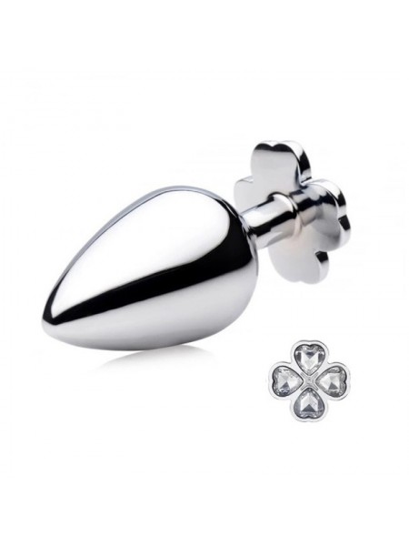 Анальна пробка Metal Clover Butt Plug Jewelry Large Clear Bdsm4u