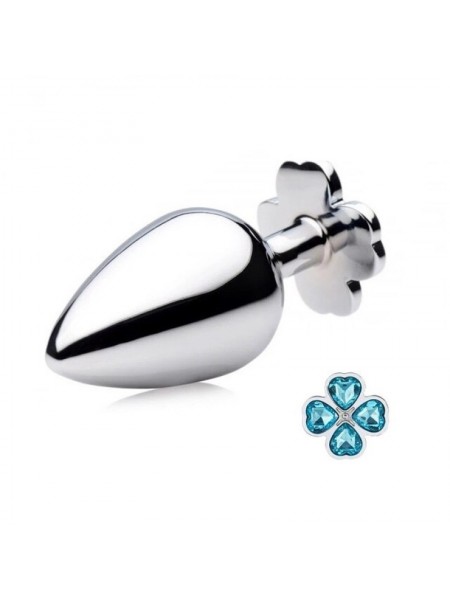 Анальна пробка Metal Clover Butt Plug Jewelry Large Blue Bdsm4u