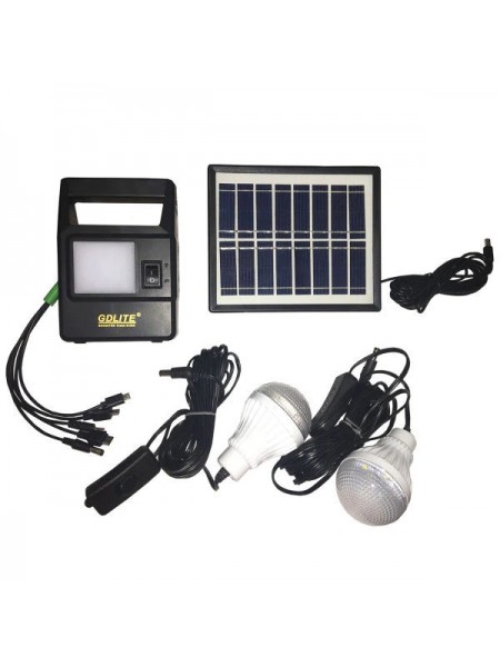 Портативна система освітлення GDLite GD-8030 Ліхтар + 2 LED-лампи + сонячна панель