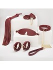 Набір БДСМ з екошкіри 6 предметів бордовий Roomfun Bondage Set