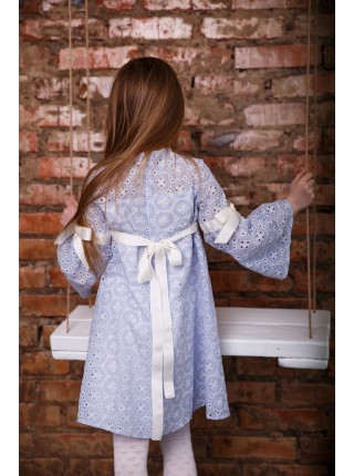 Дитяче плаття SUNROZ MiniSize з перфорованого батисту Небесно-блакитний (SUN0850)