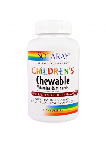 Мультивітаміни для дітей Solaray Childrens Vitamins and Minerals смак вишні 120 таблеток (20018)