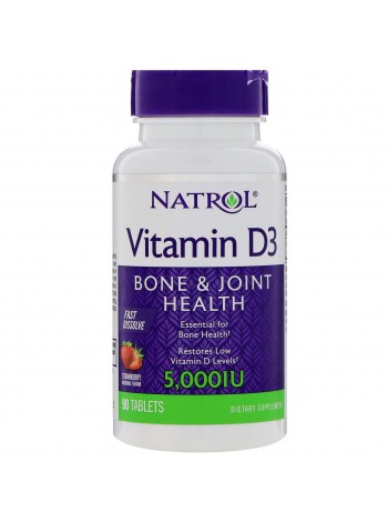Вітамін D3 Natrol 5000 МО 90 таблеток Полуниця (28906)