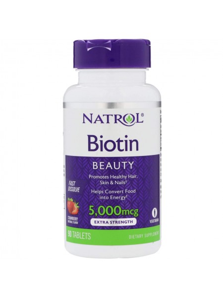 Біотин Natrol 5000 мкг 90 таблеток Полуниця (24638)