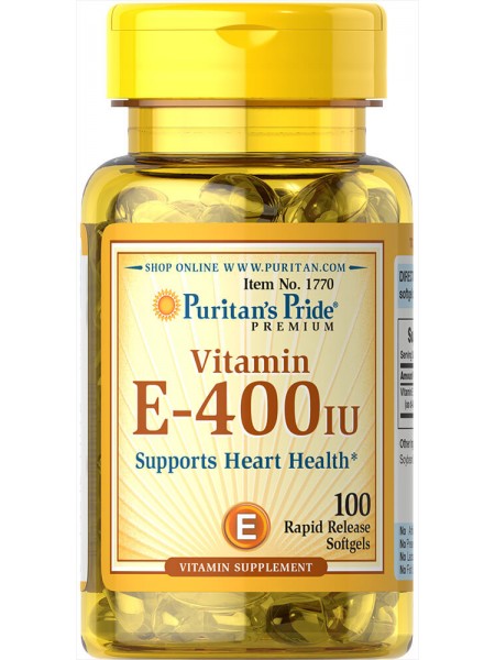 Вітамін Е Puritans Pride 400 МО 100 гелевих капсул (31044)