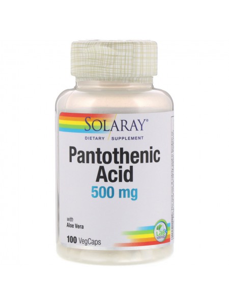 Пантотенова кислота Pantothenic Acid Solaray 500 мг 100 вегетаріанських капсул