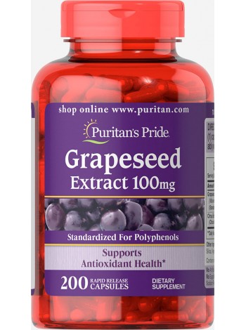 Екстракт виноградних кісточок Puritans Pride 200 капсул (32463)