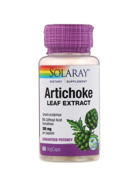 Артишок екстракт листя Artichoke Leaf Extract Solaray 300 мг 60 капсул