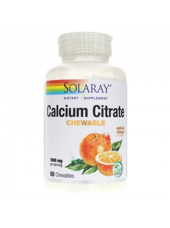 Цитрат кальцію Calcium Citrate Solaray 1000 мг смак апельсина 60 жувальних таблеток