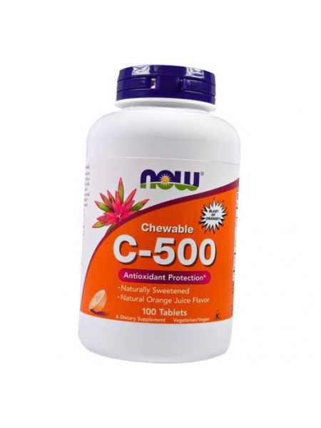Вітамін C жувальний C-500 Chewable Now Foods 100таб Апельсин (36128194)