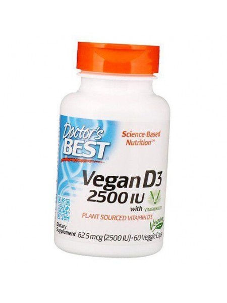 Веганський Вітамін Д Vegan D3 2500 Doctor's Best 60вігкапс (36327057)