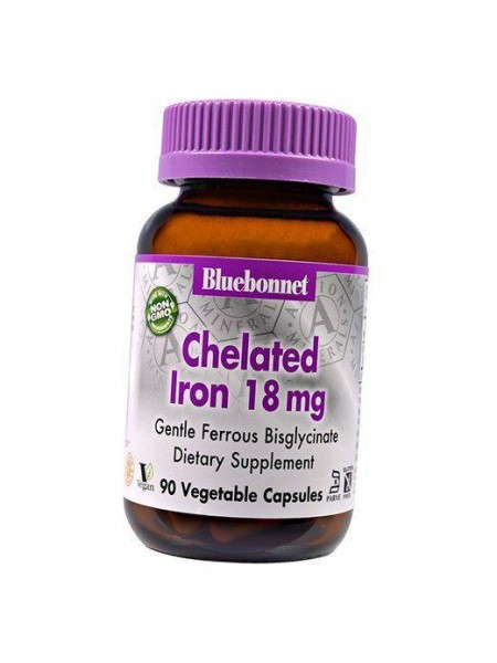 Хелат Заліза Chelated Iron 18 Bluebonnet Nutrition 90вігкапс (36393058)