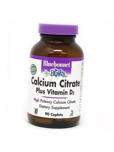 Цитрат Кальцію і Вітамін Д3 Calcium Citrate plus Vitamin D3 Bluebonnet Nutrition 90каплет (36393093)