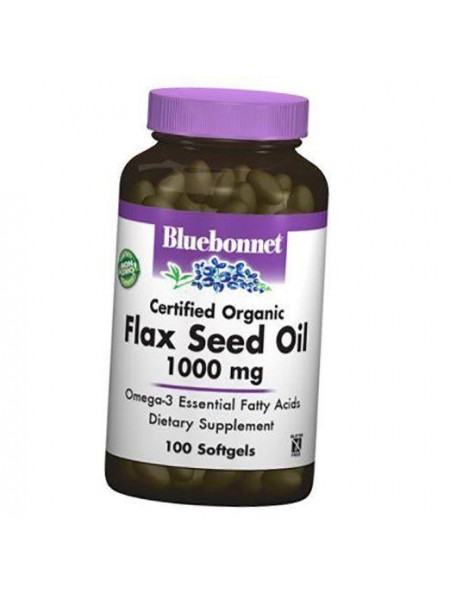 Органічна олія льону в капсулах Flax Seed Oil Bluebonnet Nutrition 100 шкарпеток (67393002)