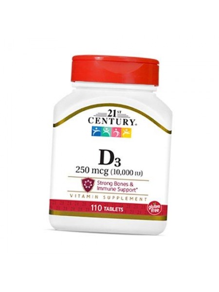 Вітамін Д3 Сильні кістки та підтримка імунітету Vitamin D3 10000 21st Century 110таб (36440068)
