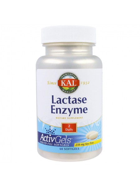 Фермент лактаза Lactase Enzyme KAL 250 мг 60 капсул