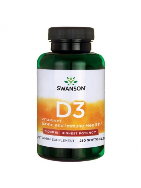 Вітамін Д3 Vitamin D3 Swanson високоефективний 5000 МО (125 мкг) 250 гелевих капсул