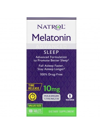 Мелатонін Melatonin Advanced Sleep Natrol Повільне вивільнення 10 мг 100 таблеток