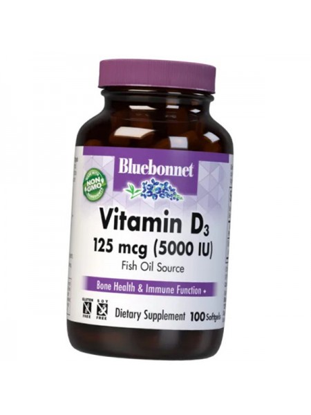 Вітамін Д3 для дорослих Vitamin D3 5000 Bluebonnet Nutrition 100гелкапс (36393119)