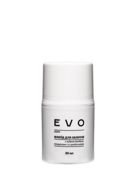 Флюїд для обличчя з пудрою бамбука мінералами та пробіотиками EVO derm 30 мл
