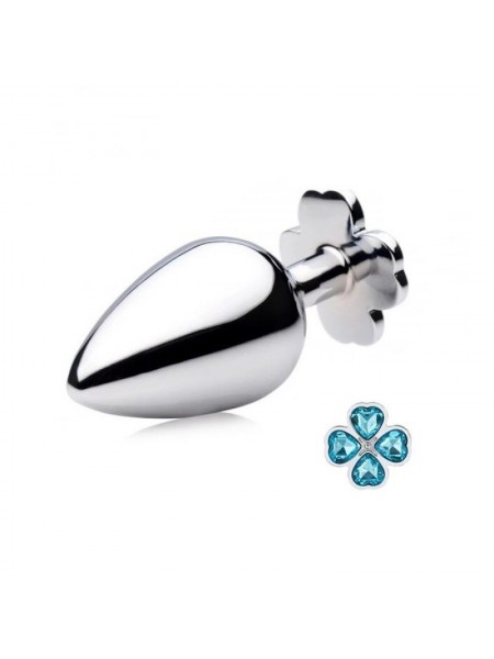 Анальна пробка Metal Clover Butt Plug Jewelry Medium Blue Bdsm4u