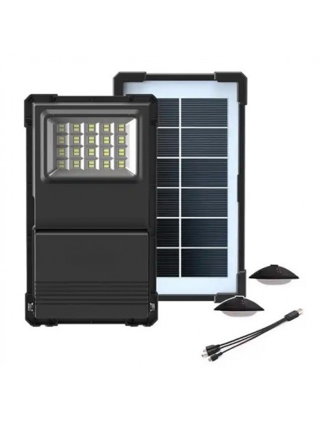 Портативна система освітлення GDTimes GD-07a 2 LED-лампи + сонячна панель із прожектором 3000 mAh