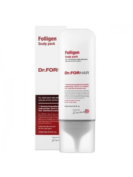 Оздоровча маска для шкіри голови Dr.FORHAIR Folligen Scalp Pack 250 мл