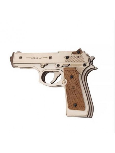 Дерев'яний пістолет 3D конструктор UNIQUE JSP201 Beretta gun 23 деталі розвивальна іграшка