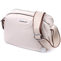 Елегантна сумка на два відділення з натуральної шкіри Vintage 22593 Білий