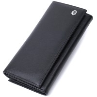Добротне жіноче портмоне з кишенею для монет із натуральної шкіри ST Leather 22691 Чорний