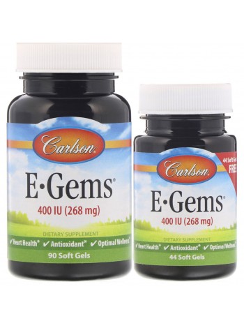 Вітамін Е Vitamin E Carlson Labs 400 МО 2 банки 90 + 44 капсули