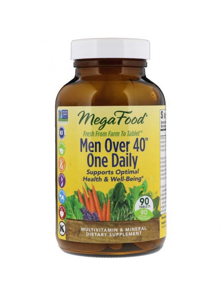 Вітаміни для чоловіків MegaFood Men Over 40 One Daily без заліза 40+ 90 таблеток (2288)