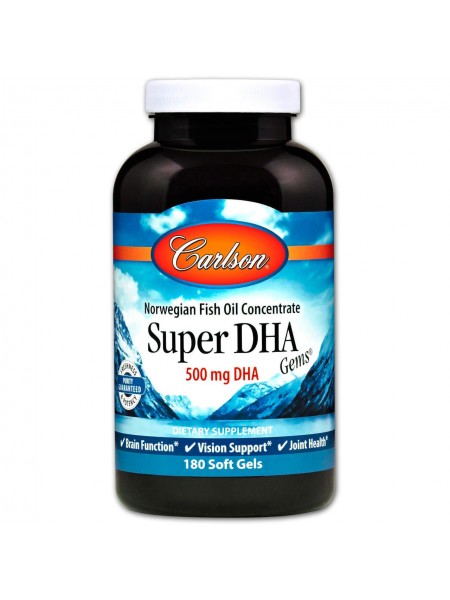 Риб'ячий жир Super-DHA Gems Carlson Labs 500 мг 180 капсул