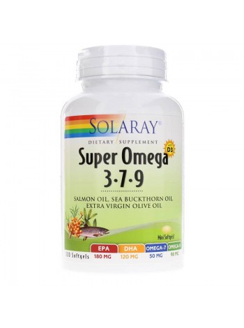 Омега 3-7-9 з вітаміном D-3 Super Omega 3-7-9 Solaray 120 гелевих капсул