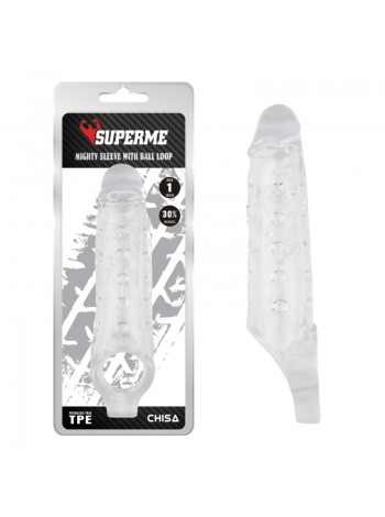 Прозора подовжувальна насадка на пінис Chisa Mighty Sleeve With Ball Loop