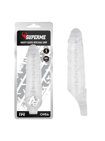 Прозора подовжувальна насадка на пінис Chisa Mighty Sleeve With Ball Loop
