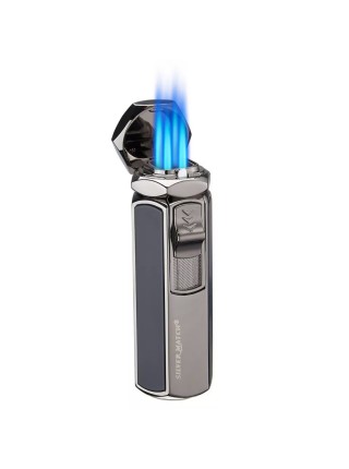 Запальничка газова чотири турбо пальники Silver Match Rome 4 Jet Flames Чорна глянсова (40674357DRI)