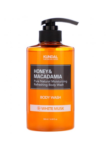 Поживний ароматичний гель для душу Honey & Macadamia Body White Musk Kundal 500 мл