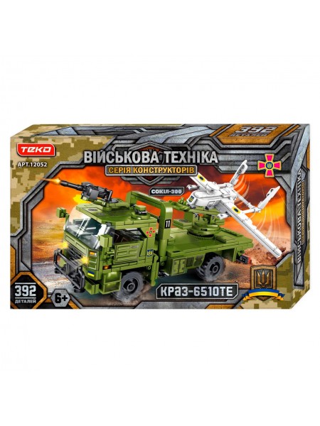 Конструктор Teko Військова техніка КРАЗ-6510ТЕ та Сокол-300 392 деталі Green and white (150437)