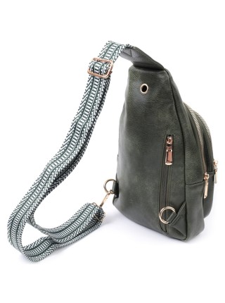 Зручна жіноча сумка з однією лямкою через плече з екошкіри Vintage 22756 Зелений