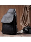 Зручна жіноча сумка з однією лямкою через плече з грубозернистої екошкіри Vintage 22763 Чорний