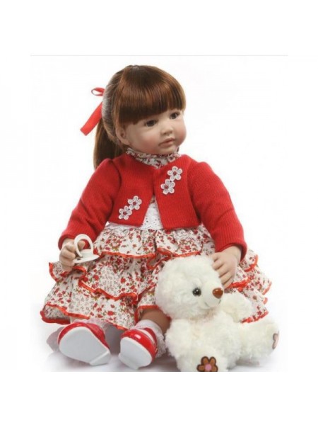 Силіконова колекційна лялька Reborn Doll 60 см Дівчинка Катюша (195)