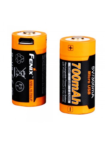 Акумулятор 16340 Fenix 700 UP mAh Li-ion micro usb заряджання (1047-ARB-L16-700UP)