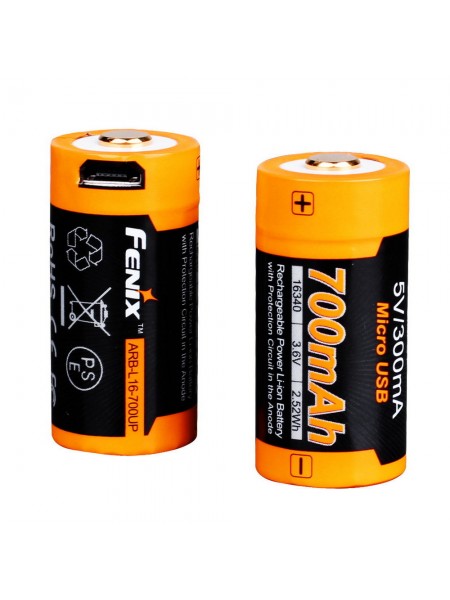 Акумулятор 16340 Fenix 700 UP mAh Li-ion micro usb заряджання (1047-ARB-L16-700UP)