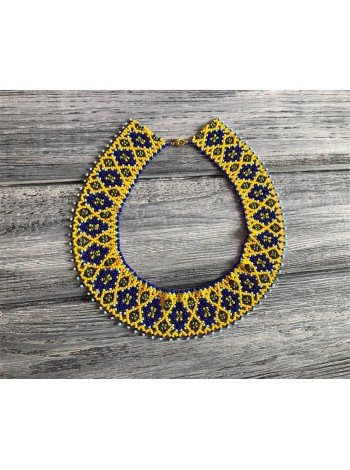 Намисто-силянка з чеського бісеру HatynkaUA Geometric Necklace кольє ручної роботи (SUN999_02)