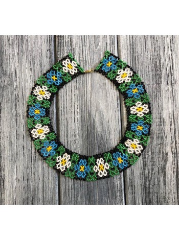 Кольє із чеського бісеру HatynkaUA Flowers Necklace намисто ручної роботи (SUN999_07)