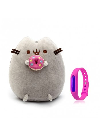 Набір М'яка іграшка Pusheen cat з пончиком Gray і Дитячий силіконовий браслет від комарів (vol-1087)